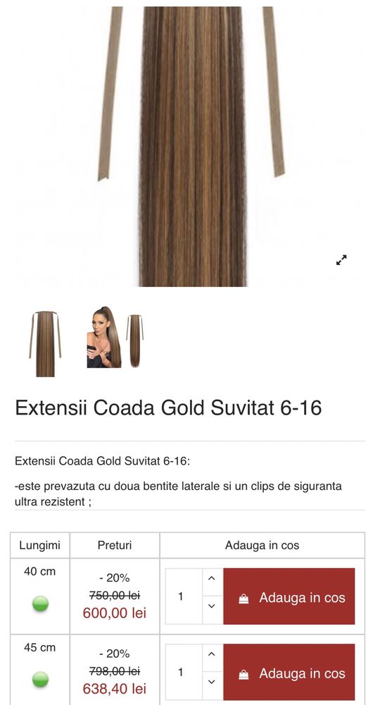 Coada par natural-gama Gold 45cm Buenobia