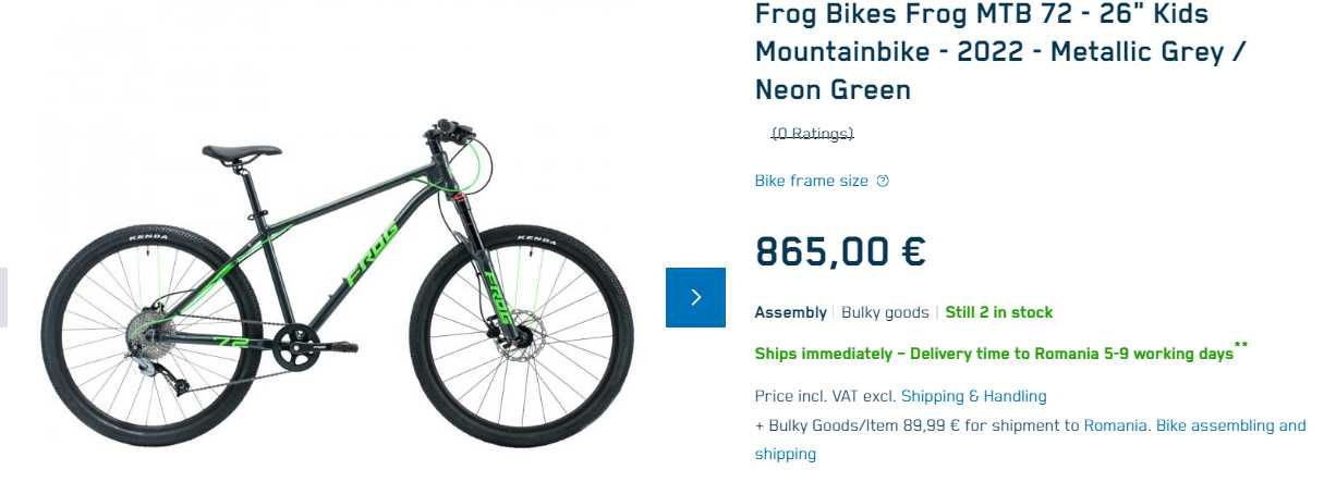 Bicicleta Frog MTB 72, 26”