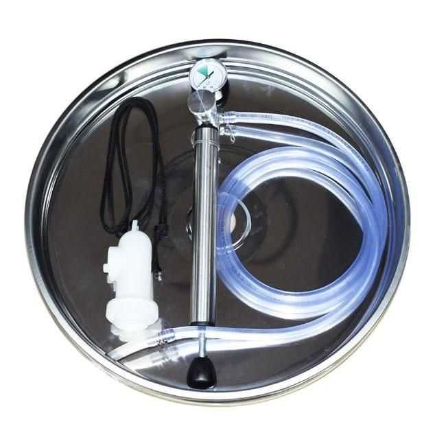Butoi inox cu capac flotant penumatic cu canea/robinet inox 180 litri