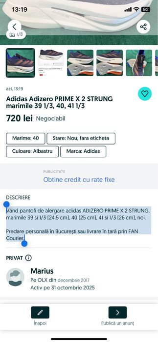 Adidas Adizero Prime X2 Strung marimile 39 si 1/3 40 41 si 1/3