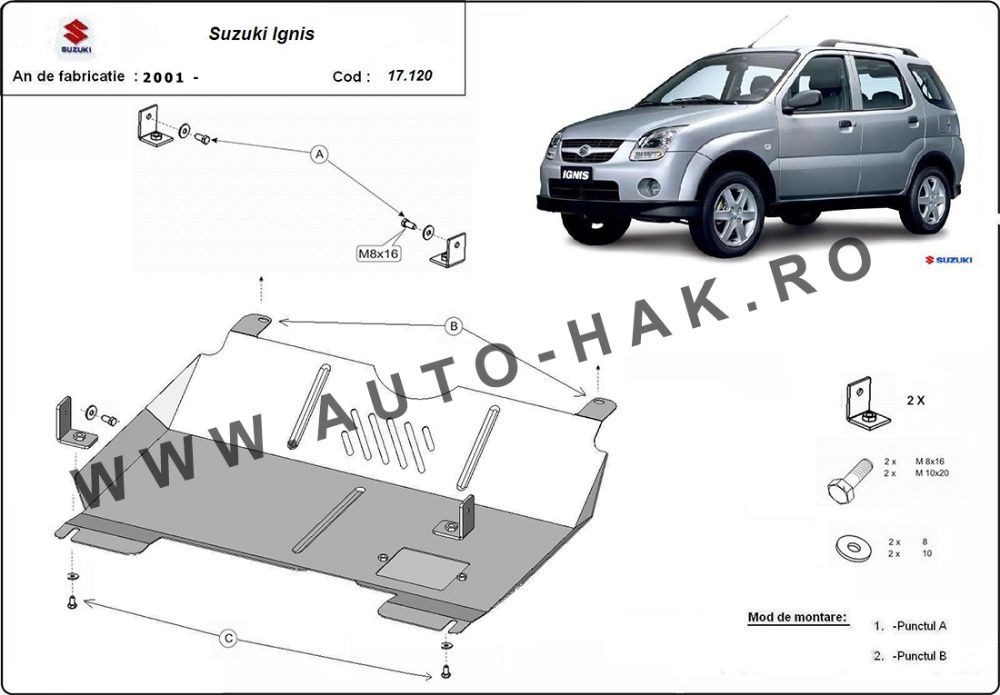 Scut motor metalic Suzuki Ignis 2003-2008 - otel 2mm