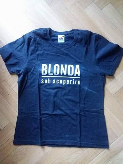 Tricou dama negru cu scris/ text amuzant "Blonda sub acoperire" L