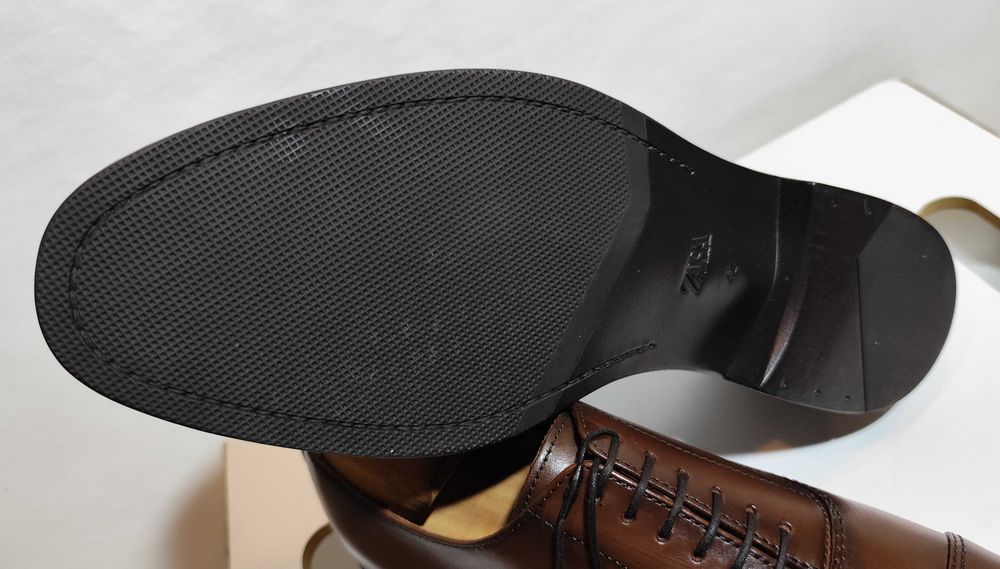 Pantofi oxford 43 43.5 cap toe ZARA NOI piele naturala moale maro