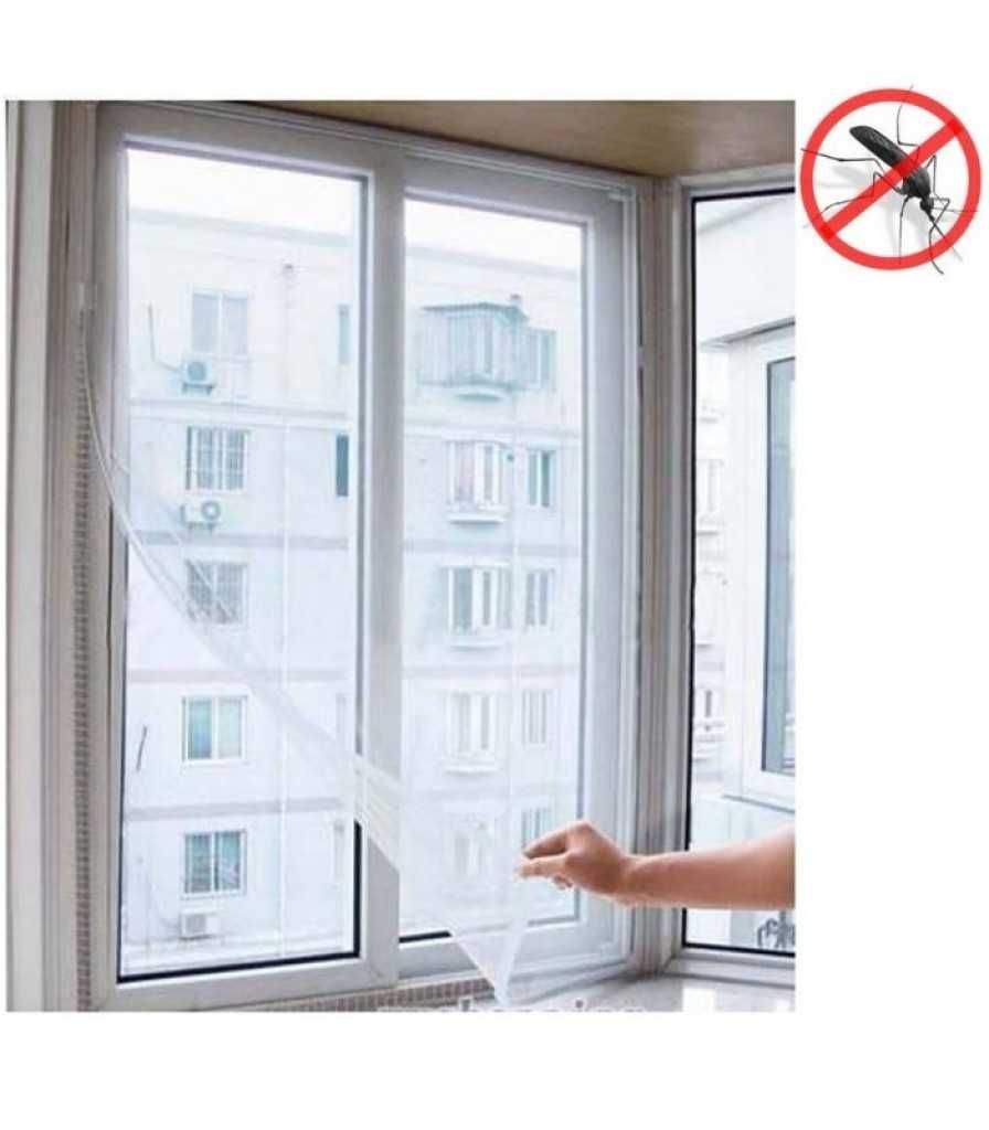 Предпазна мрежа за прозорци против насекоми, бял цвят, 130х150 см