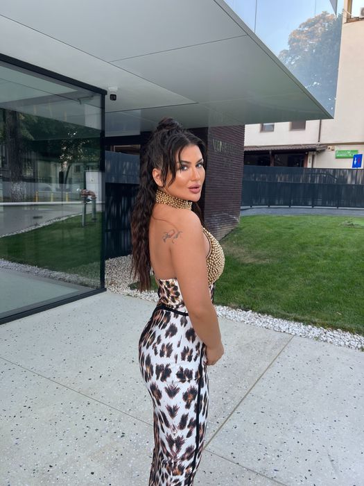 Rochie midi perle aurii, bandage M,L