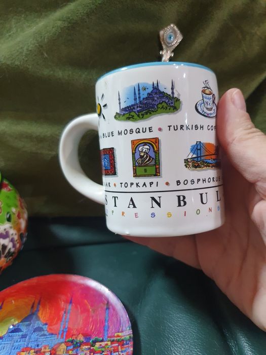 Комплект турски декор чаша , пепелник, льжица.