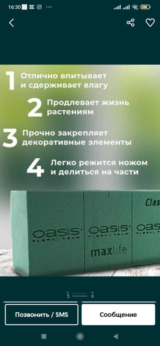 Губка для цветов (Oasis)