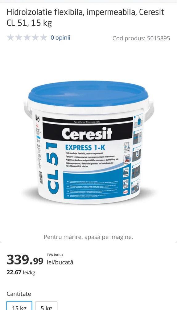 Hidroizolatie flexibila Ceresit CL 51,15 kg.