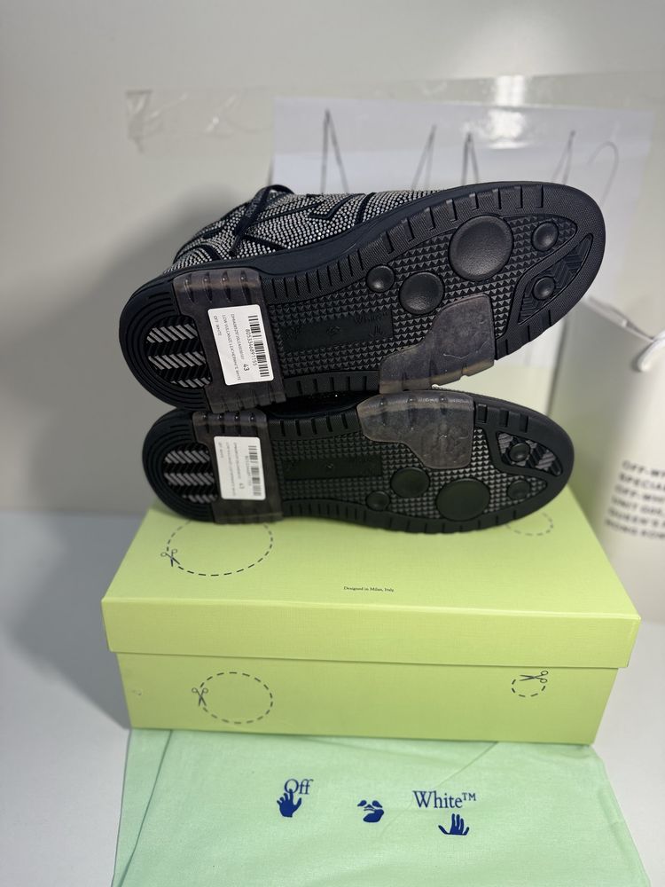Adidasi Off-White Out Of Office Lace-Up Sneakers full black strass