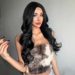 Черна къдрава перука на път 75 см