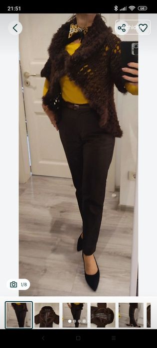 Bolero maro, forma circulară, cu blăniță, model unic, maneci trei sf