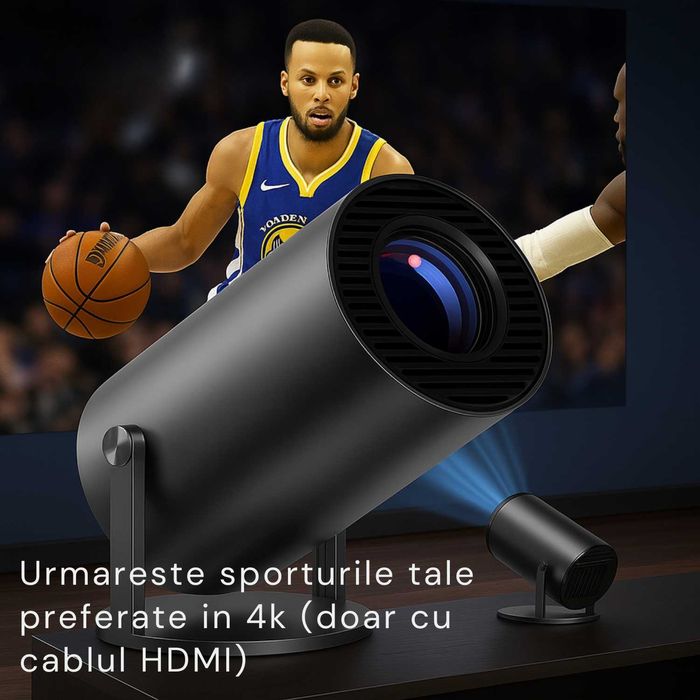 Video Proiector Smart Portabil  HD (Suport 4K), Wi-Fi 6