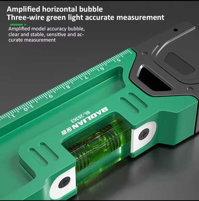 Nivela, cumpănă, boloboc cu laser verde și acumulator