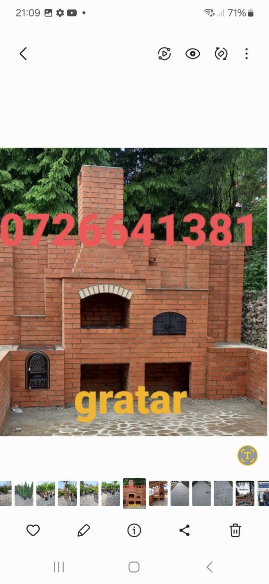 Gratar rustic de cărămidă plita țărănească cuptor de pâine afumături m