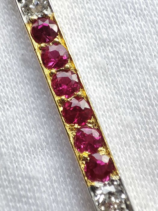 Pandantiv aur 14k si Platina Turmalina Rubellit cu diamante Diamant