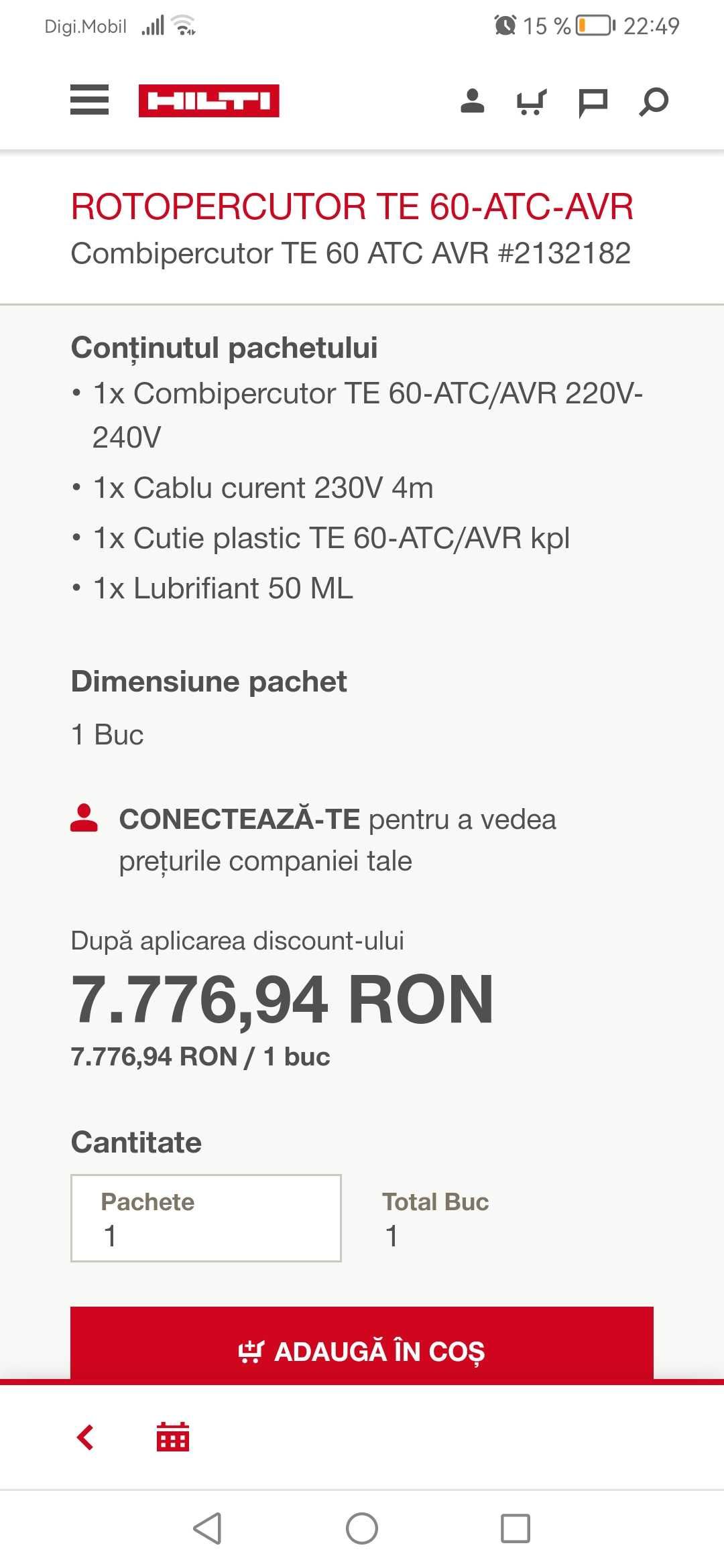 HILTI TE 60 AVR bormasina rotopercutor, 2023 sds max