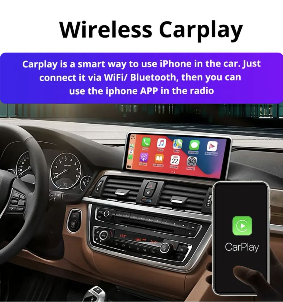 Navigatie Android 11 BMW F30 Apple Carplay, android Auto wireless
