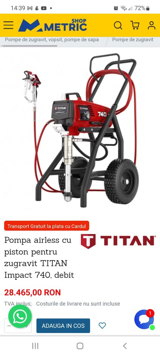 Vand pompa zugrăvit, lavabil airless Titan