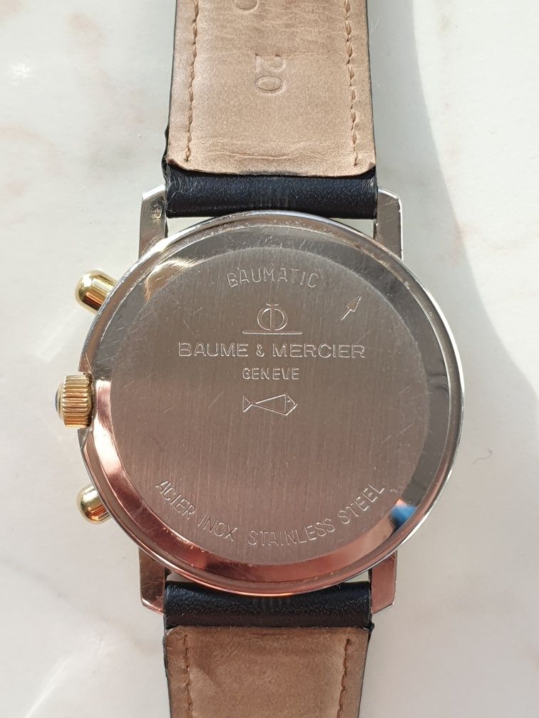 Baume & Mercier Cronograph Baumatic Gold bezel & pushers 18k Safir