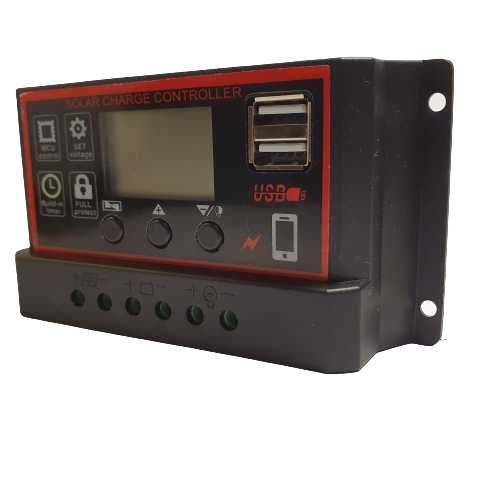 Controler 30A Regulator Solar PWM 12V 24V  780W(24V) cu 2 mufe USB 2