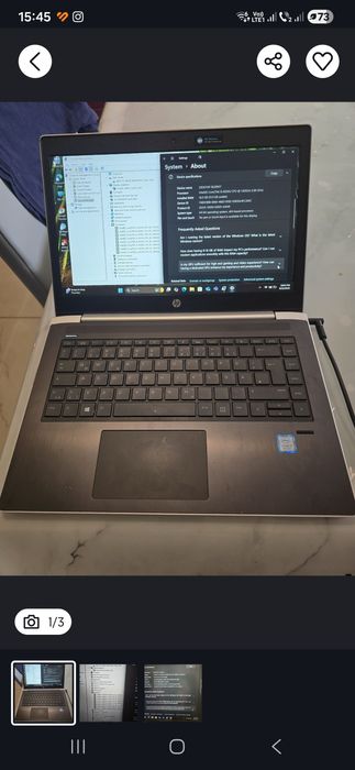 Laptop HP 440 G5, i5-8250, ram 16gb, ssd 256gb, bat 4h