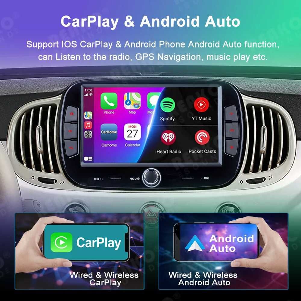 Мултимедия Двоен дин за FIAT 500 навигация 2 Дин плеър с Android 2 DIN