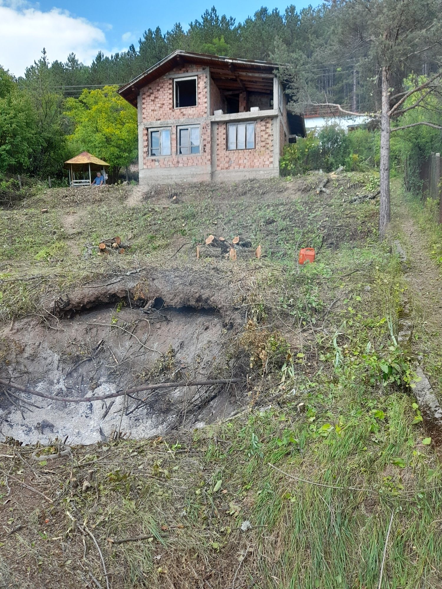 Почистване на парцели дворове косене на трева рязане на опасни дървета