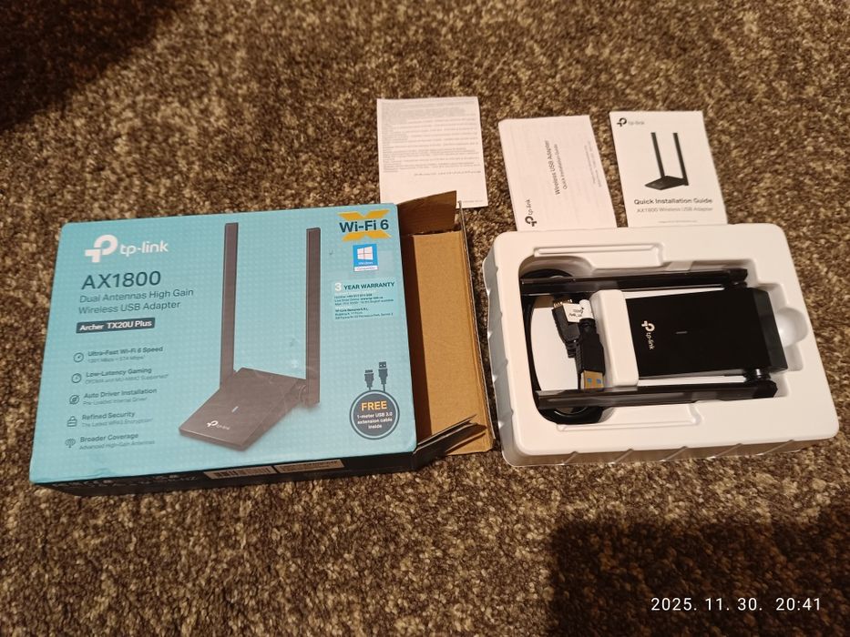 Adaptor USB Wireless TP-LINK Archer TX20U Plus AX1800, Wi-Fi 6, Dual-B