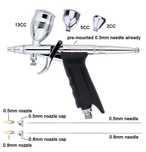 Set aerograf hobby, profi, cu suport palmar, 3 cupe pentru uz