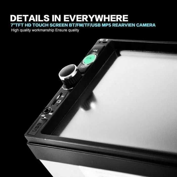 MP5 Video Player 2DIN - Bluetooth, Mirror Link, USB, 7" HD Touchscreen