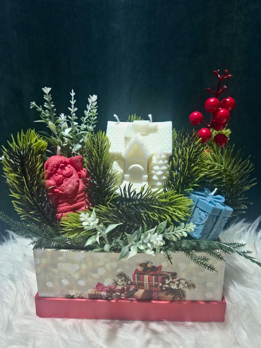 Коледна аранжировка „Зимна кутия“ – ръчна изработка