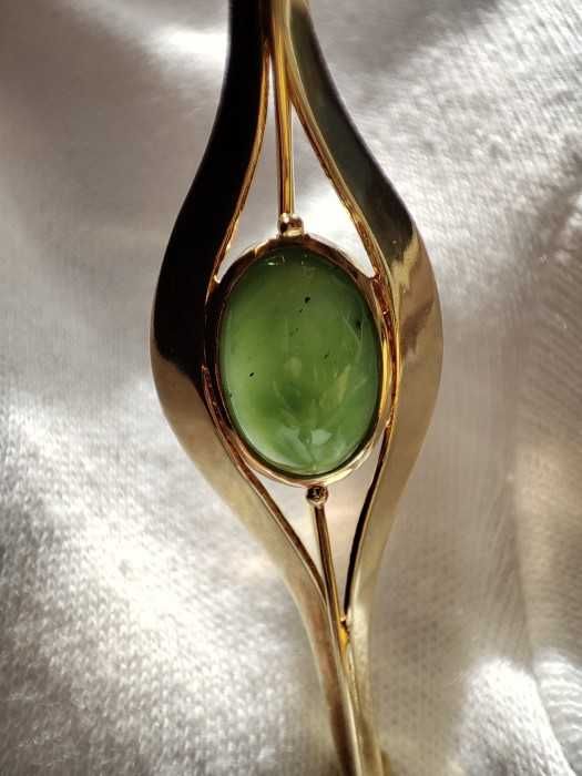 brosa aur 14k ac par pin rever cu jad jadeit
