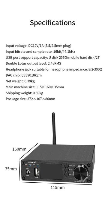 Блутут ресивър декодер дак Bluetooth 5.3 Recerivier DAC Decoder LM4562