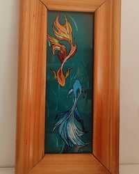 Pictura pe sticla cu rama de lemn