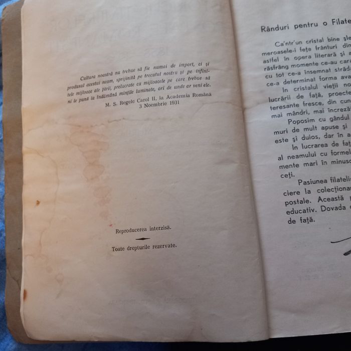 Istoricul timbrelor poștale românești 1858 -1938 374 pagini