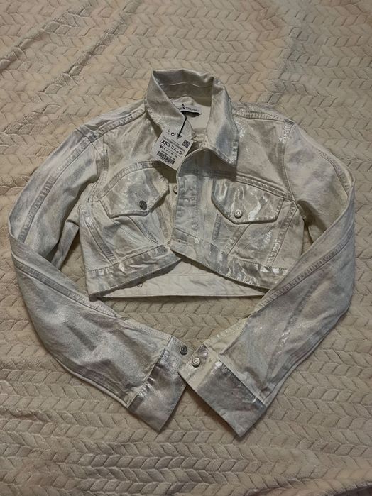 Късо дънково яке зара