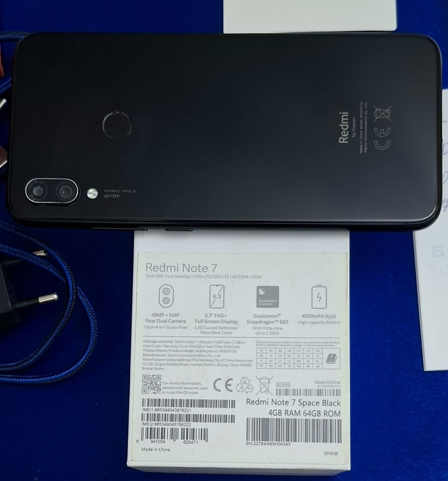 Redmi Note 7 4/64 space Black (640) ming soʻm