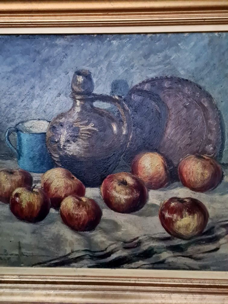 " Ulcior și mere ", tablou superb, Ioan Papazoglu, 1945, u/pl