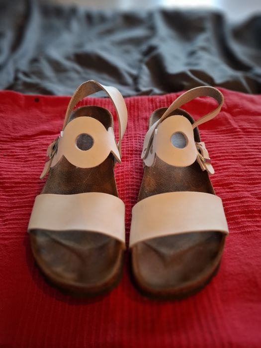 Sandale albe damă – stil retro boho, talpă comodă 38