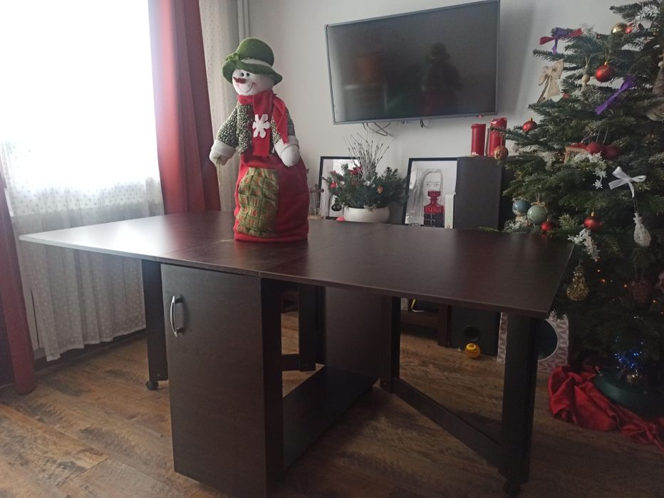 Masa plianta cu spatiu depozitare scaune - wenge