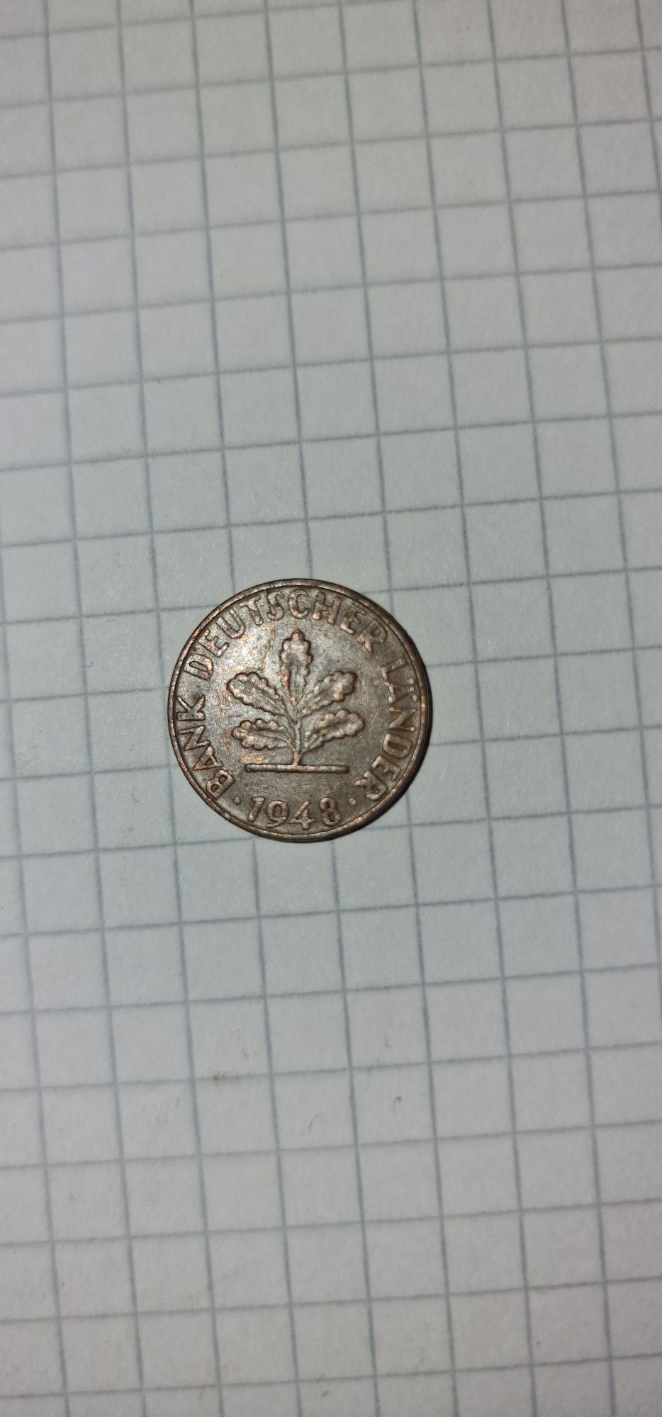 Monedă 1 PFENNIG; an fabricație 1948