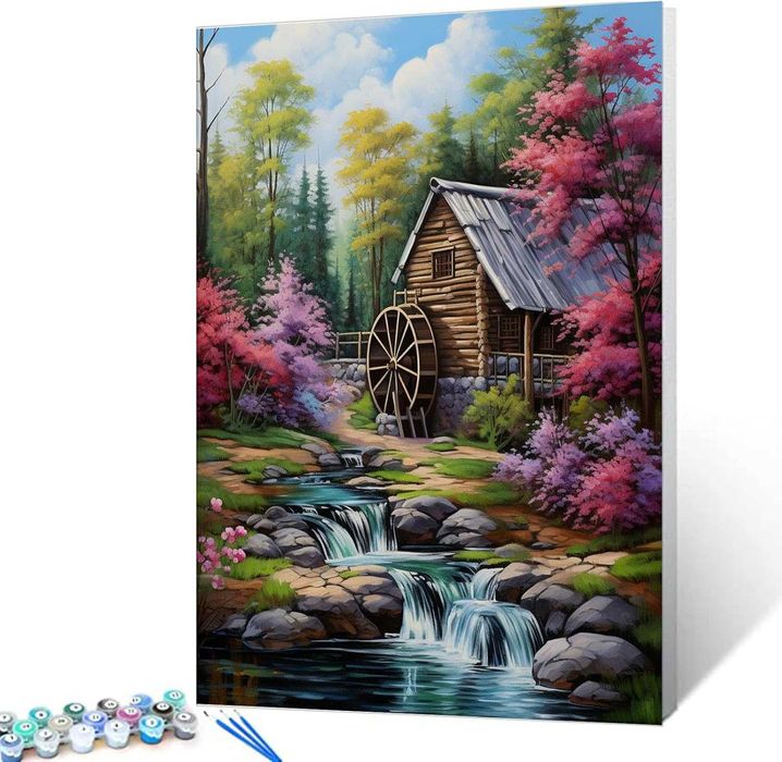 Tucocoo Комплекти за рисуване по номера с рамка с пейзаж и водопад