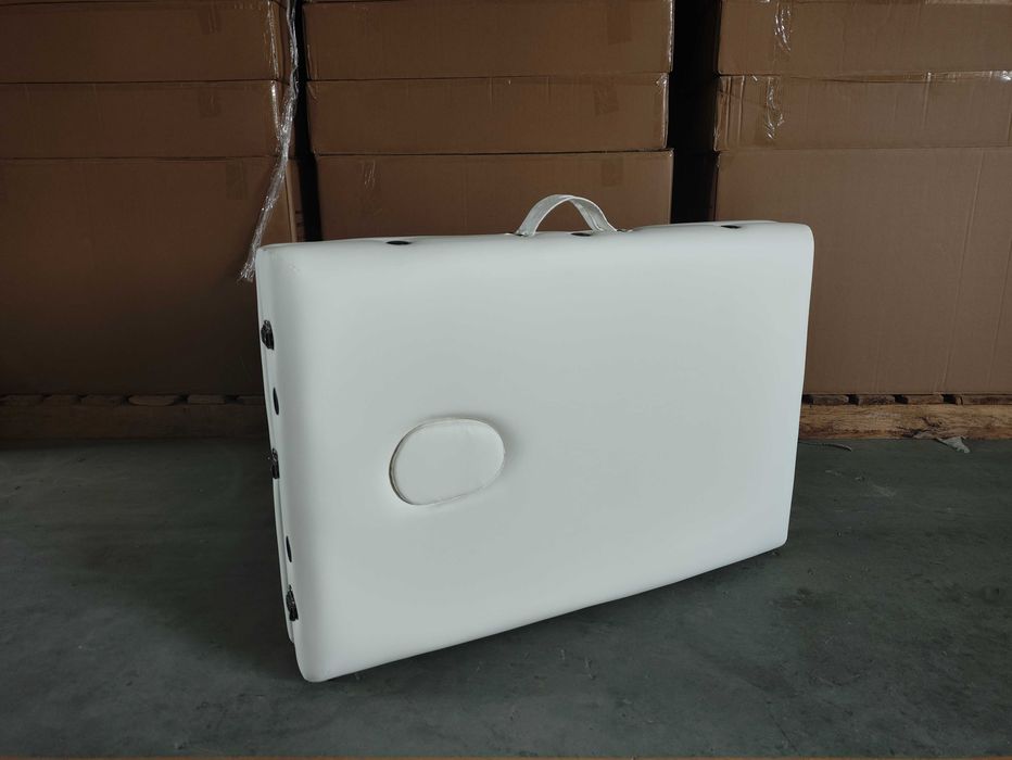 Masa pentru masaj,Aluminiu/Piele ecologica, Alb, NOU