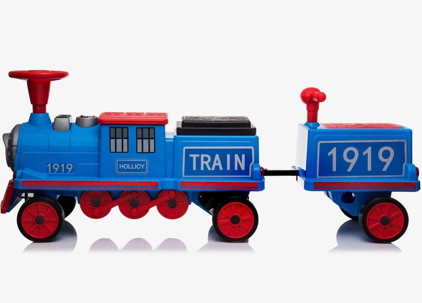 Trenulet electric cu vagon SX1919B 180W 4x4 pentru 3 copii #Blue