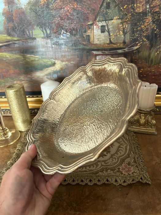 A175 Platou, bol 946g 26 cm diametru din bronz masiv