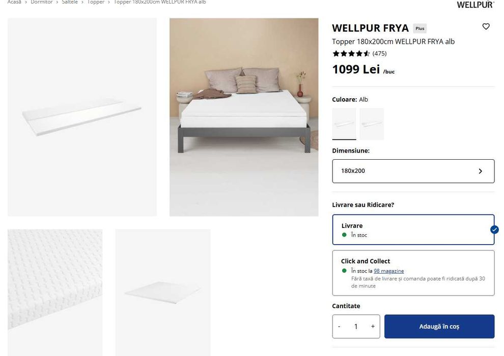 Saltea jysk GS120 NORDELVA 180x200, cadou topper Welpur Frya