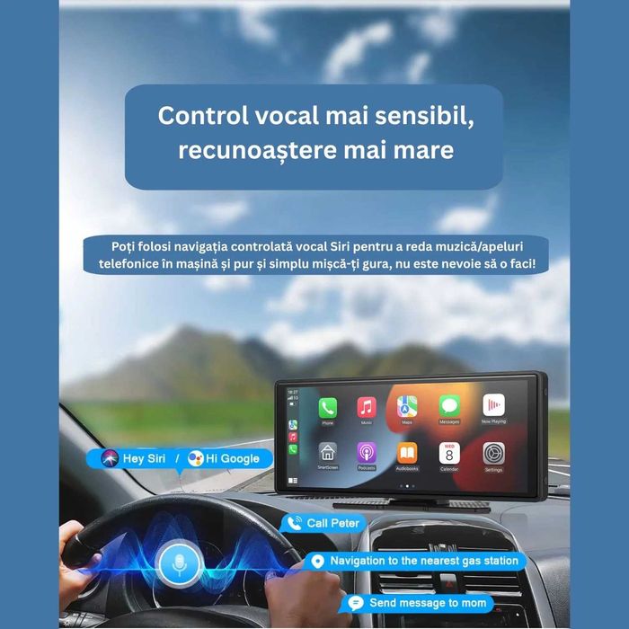Sistem DVR auto cu ecran tactil 10.26 inch, CarPlay, recorder dual