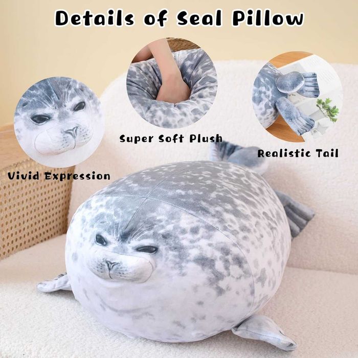 Jucarie de plus foca 60 cm perna jucarie decor pentru somn si relaxare