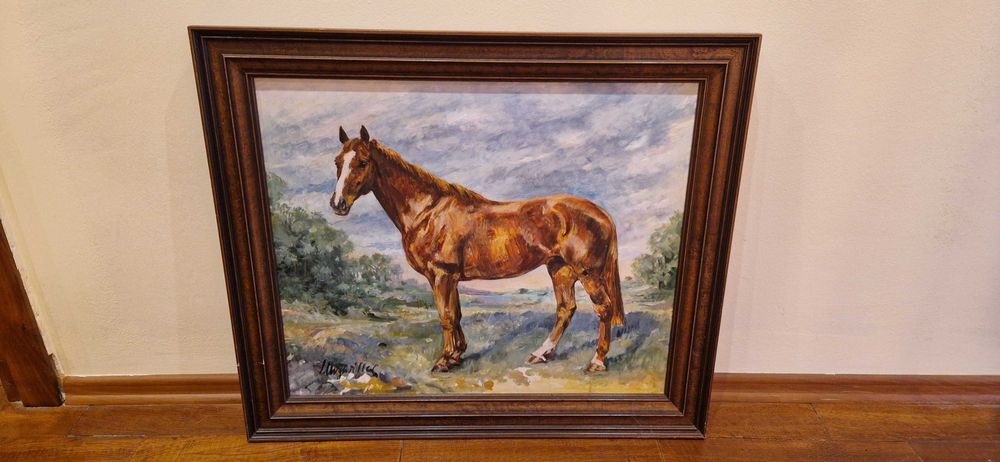 Vand 3 tablouri cu cai (pictura in ulei - origine Germania)