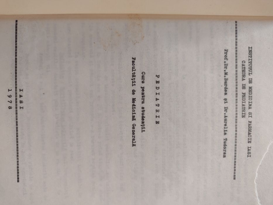 Curs  de Pediatrie pentru studenți 1978, M.Burdea, A.Tudoran